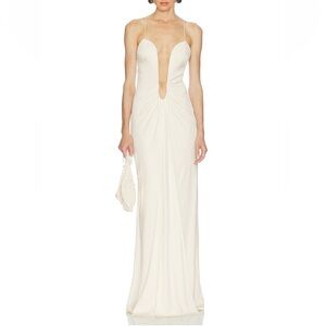 HELSA ROKSANNA DRAPED DRESS IVORY SIZE SMALL
